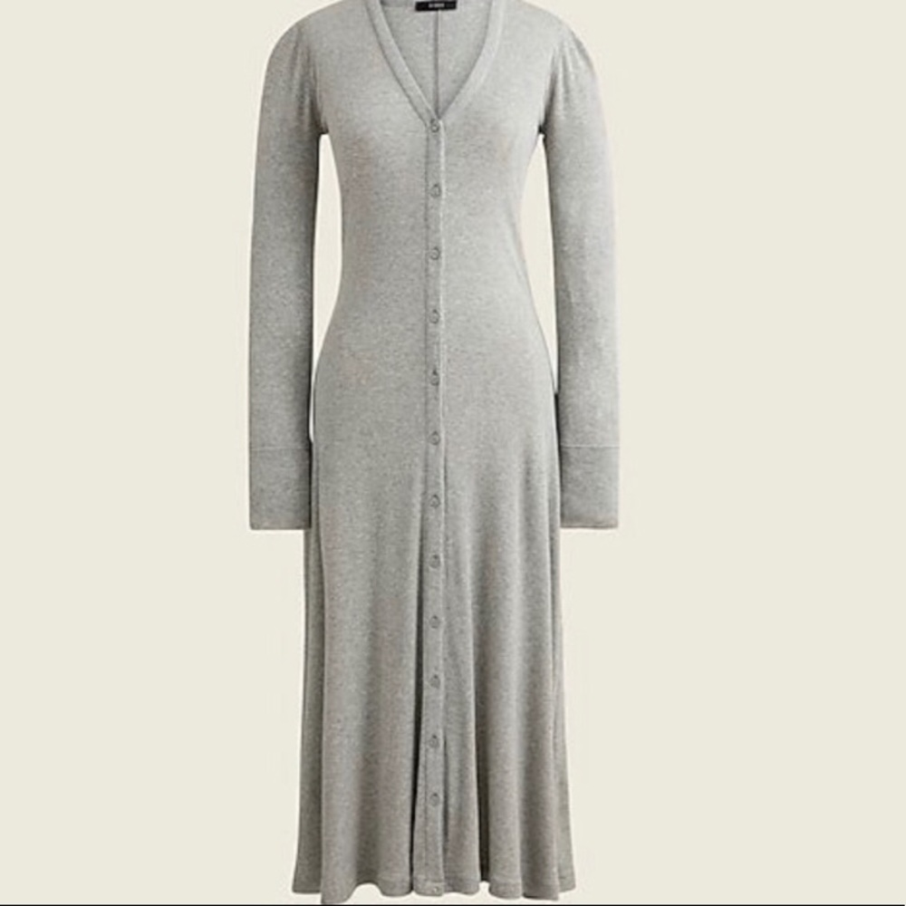 J. Crew Women's Ribbed Button-Front Knit Dress 2XL In Gray.